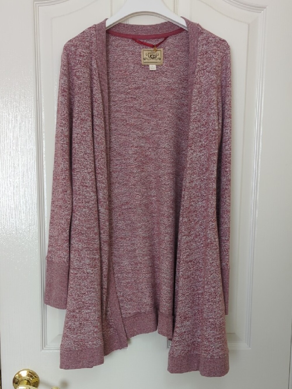 UGG Open-Front Pink Cardigan Sweater - Mauve Heather S Size